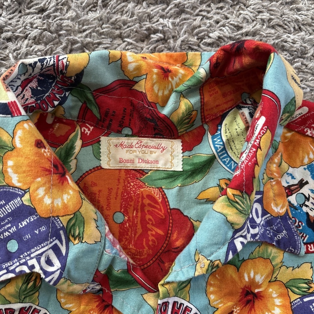 Vintage Boni Dickson Men's XXL Hawaiian Surf Handmade Shirt Button Up Surf - Picture 2 of 4